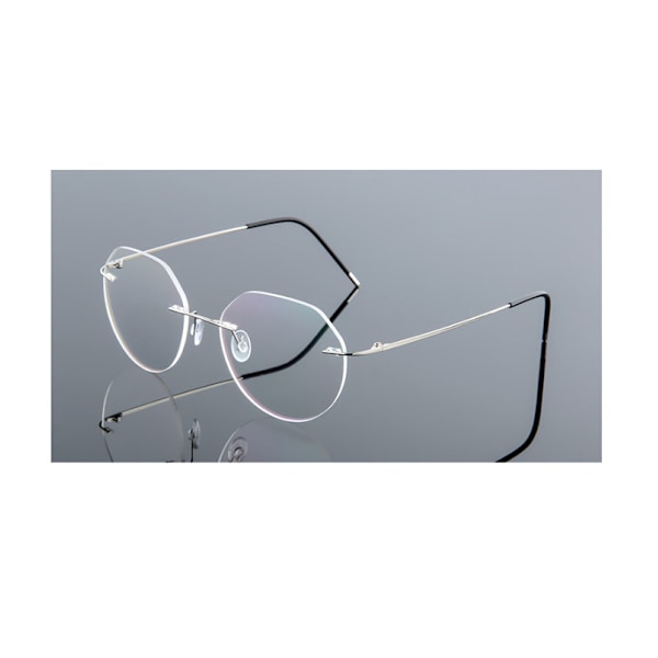 Herr Rimless Metall Anti Blått Ljus Läsglasögon Klar Lins Presbyopiska Glasögon Silver +1.25 strength
