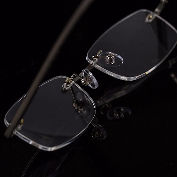 Affärsstil Herr Rimless Läsglasögon Legering Metallram Läsare +100/+300 +1.00 strength