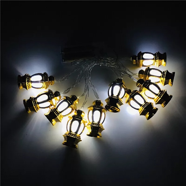 Ramadan Eid Mubarak LED-ljusslinga med måne och stjärna, islamisk dekoration, hängande, muslimsk White1 1.65m-10LEDS