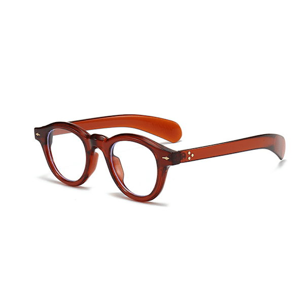 Oval Blåljusblockerande Läsglasögon för Män och Kvinnor, Klar Lins, Ålderssynta Läsare Red Brown +0.25 strength