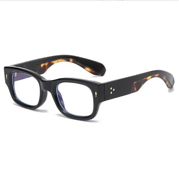 Herr Dam Fyrkantiga Anti Blått Ljus Läsglasögon Retro Helbåge Nya C2 Black Leopard 0