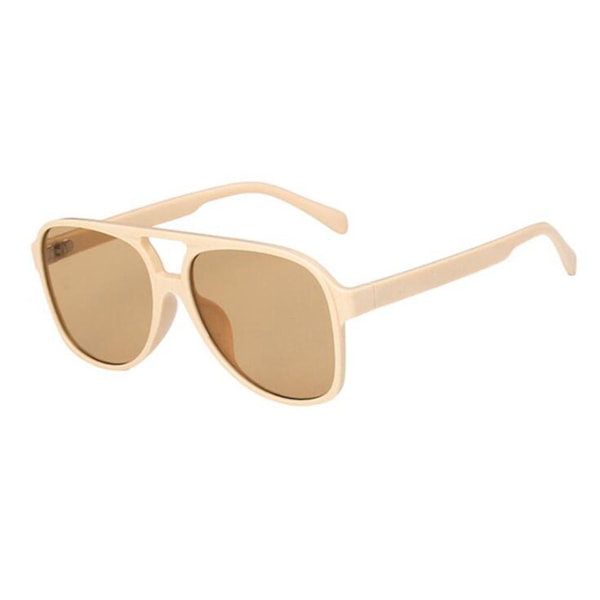 Retro Dubbelbåge UV-skydd Färgade Glas Läsglasögon för Män och Kvinnor +1.0~+6.0 Beige Brown Lens Plano