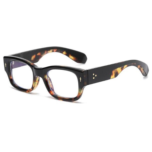 Herr Dam Fyrkantiga Anti Blått Ljus Läsglasögon Retro Helbåge Nya C6 Leopard 0