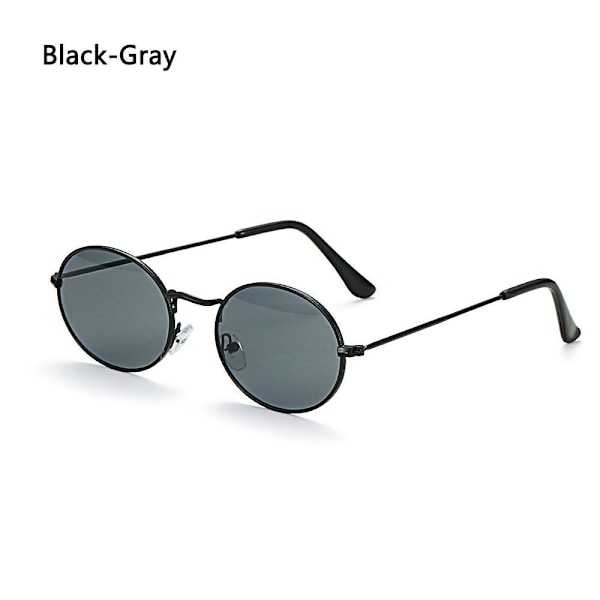 Metall UV400 Gradient Spegelglas Solglasögon Herr Solskydd Ovala Solglasögon Black-Gray