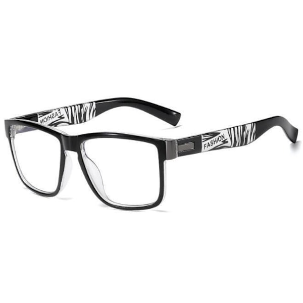 Herr Dam Fyrkantiga Blåljusblockerande Läsglasögon Helbåge Sportglasögon Black&Transparent +4.50 strength