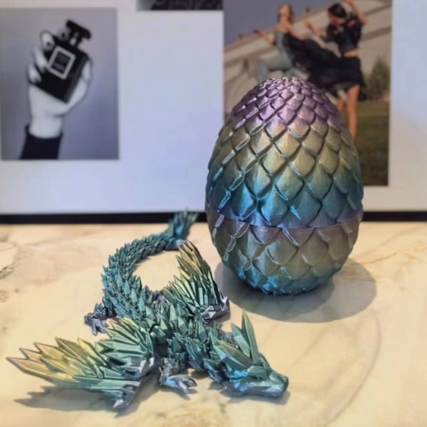 3D-tryckt överraskningsmagiskt drakeägg ledad ädelstensdrake Fidget-leksak C One Size