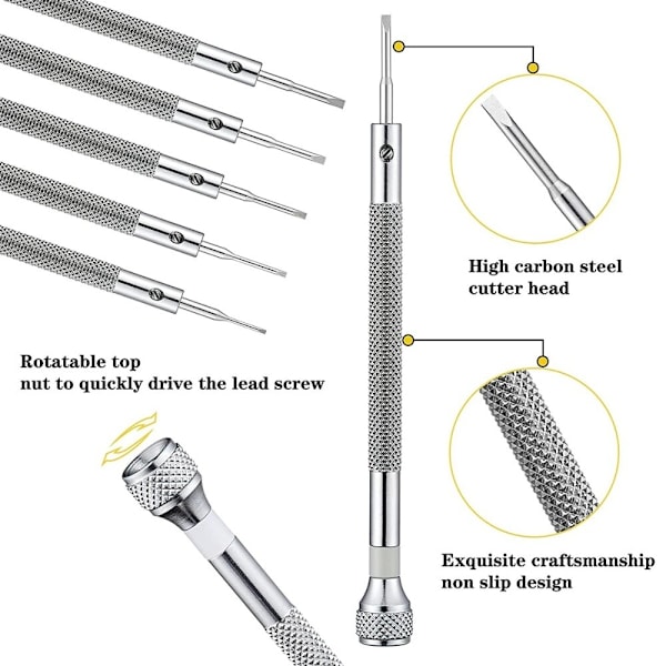 1/13 st Skruvmejselset 0,6-2,0 mm för Hem, Klockor, Glasögon, Smyckesreparation 0.6mm Flat screwdriver