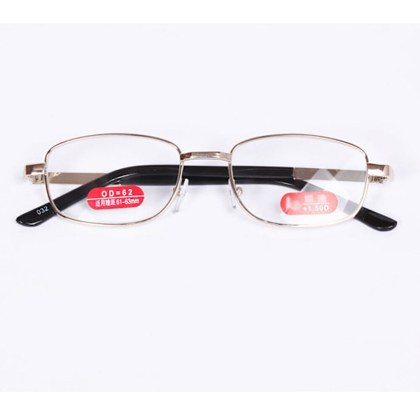 Fashion Unisex Läsglasögon Guld Metallram Glasögon +450 +500 +550 +600 +4.50 strength