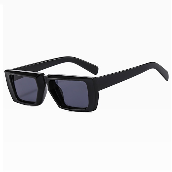 Retro Fyrkantiga Små Solglasögon för Män Kvinnor Utomhus Solskydd Partyglasögon Bright Black