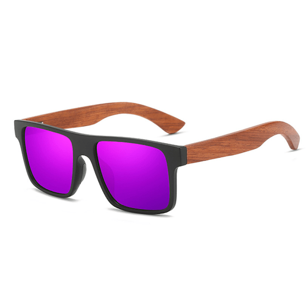 Retro Fyrkantiga Polariserade Träsolglasögon Herr Träskalmar Utomhussolglasögon Purple