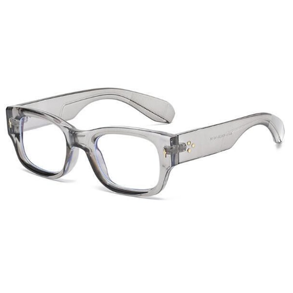 Herr Dam Fyrkantiga Anti Blått Ljus Läsglasögon Retro Helbåge Nya C3 Transparent Grey 0