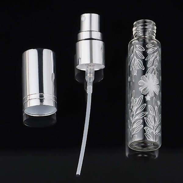 Parfymflaska i glas, påfyllningsbar doftpump, läckagesäkra kosmetikabehållare silver-01