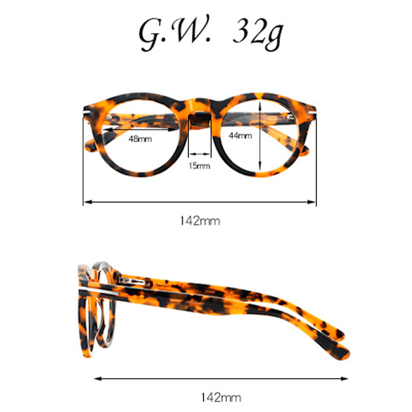 Retro Acetate Båge Runda Mode Glasögon Män Kvinnor Klara Linser Glasögonbågar C2