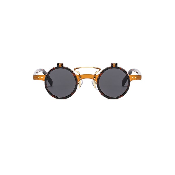 Mode Steampunk Flip Up Lins Runda Solglasögon Män Kvinnor Retro Utomhusglasögon #5 Gradient Gray