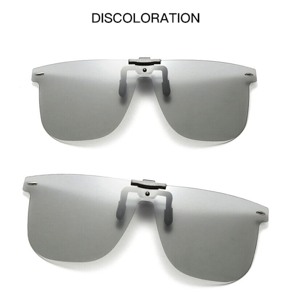 Polariserade Clip On Flip Up Solglasögon Herr Oversize Mörkerseende Körglasögon #1 Photochromic