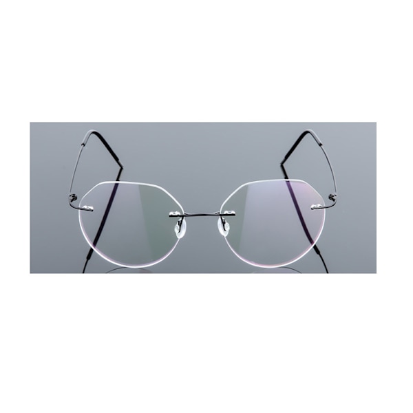 Herr Rimless Metall Anti Blått Ljus Läsglasögon Klar Lins Presbyopiska Glasögon Black +1.00 strength