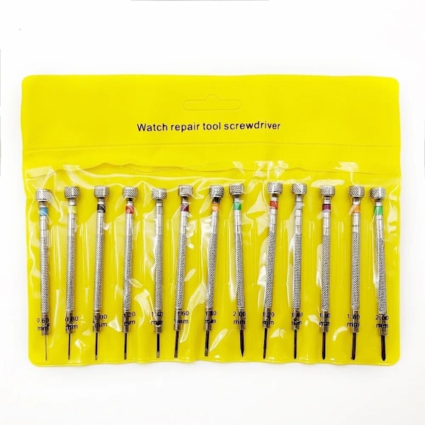 1/13 st Skruvmejselset 0,6-2,0 mm för Hem, Klockor, Glasögon, Smyckesreparation 1.8mm Cross screwdriver