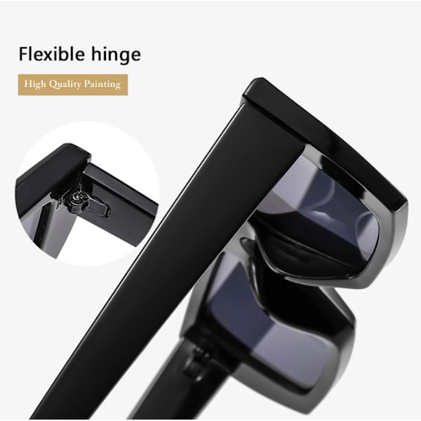 Retro Fyrkantiga Små Solglasögon för Män Kvinnor Utomhus Solskydd Partyglasögon Bright Black