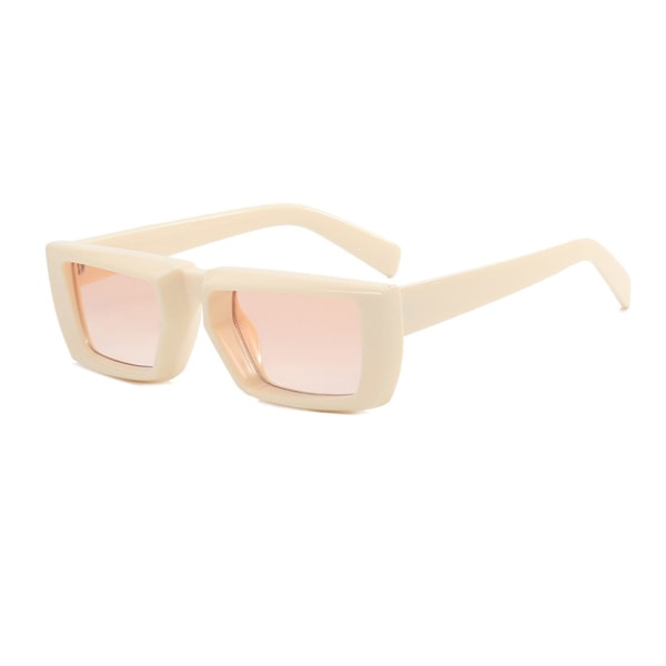 Retro Fyrkantiga Små Solglasögon för Män Kvinnor Utomhus Solskydd Partyglasögon Beige