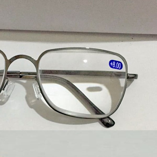 Läsglasögon +6.50 +7.00 +7.50 +8.00 Optiska Linser Unisex Svarta Metallbågar Black +6.50 strength