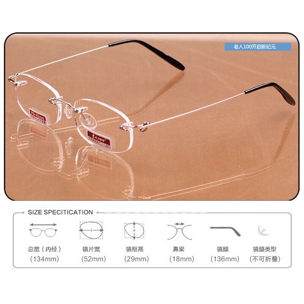 Herr Rimless Läsglasögon Mode Läsare AAA+ 1.0 1.5 2.0 2.5 3.0 3.5 4.0 +2.50 strength