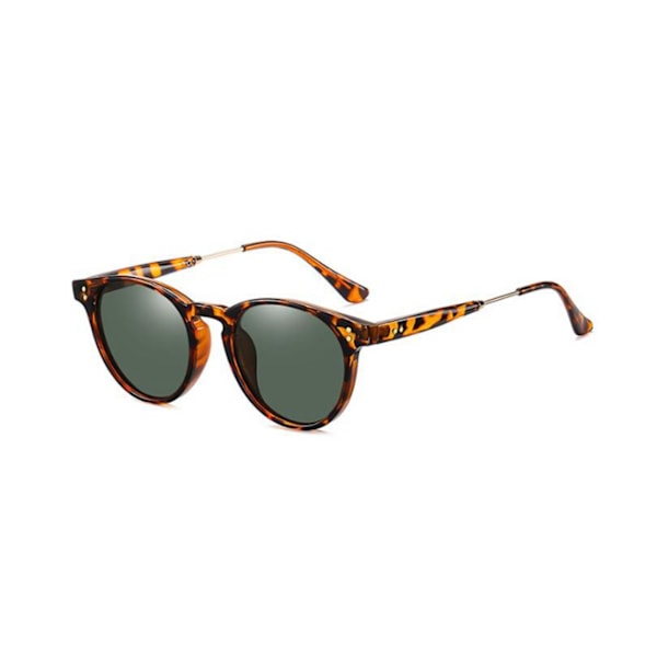 Retro runda läsglasögon med nitar för män och kvinnor, anti-UV, blå rosa gula +1.0~+4.0 Leopard Frame Green Lens Notes for Left Right Strength
