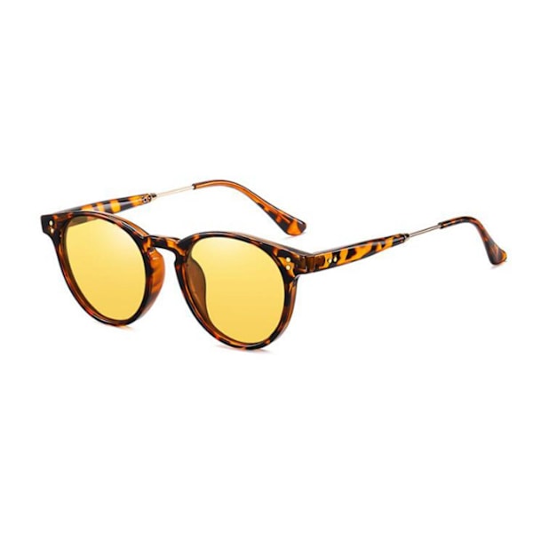 Retro runda läsglasögon med nitar för män och kvinnor, anti-UV, blå rosa gula +1.0~+4.0 Leopard Frame Green Lens Notes for Left Right Strength