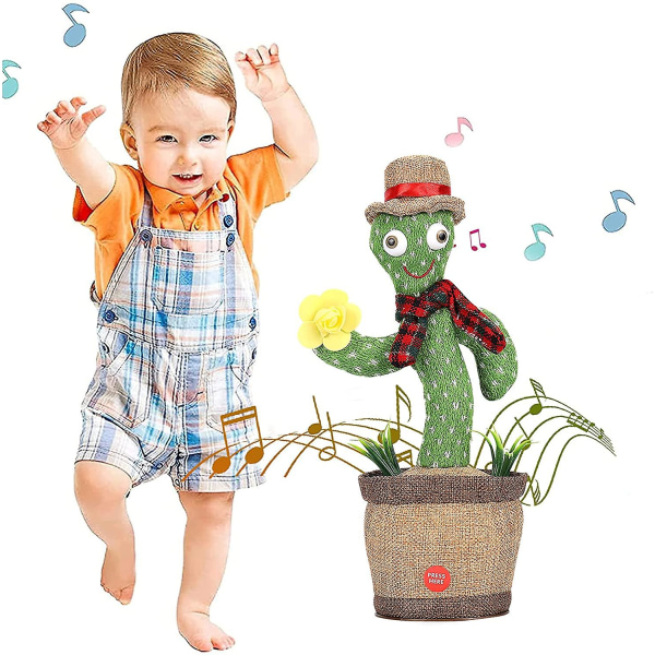 Sjungande och dansande kaktus plysch leksak musikinspelning LED-ljus