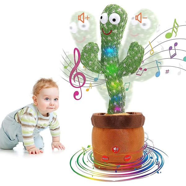 Sjungande och dansande kaktus plysch leksak musikinspelning LED-ljus