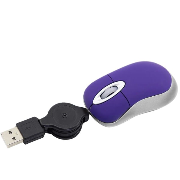Mini USB trådbunden mus Infällbar liten liten mus 1600 dpi Optisk kompakt resemöss för Windows Lila