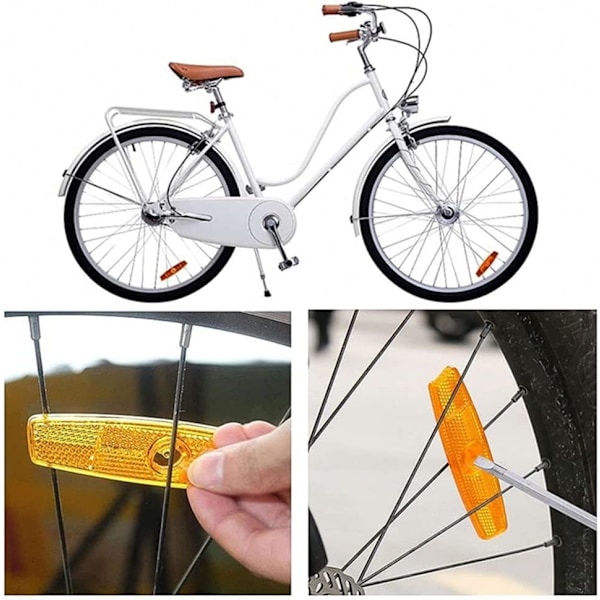 12 st cykel ekrar reflektorer, orange gula reflekterande hjul lampor för nattsäkerhet