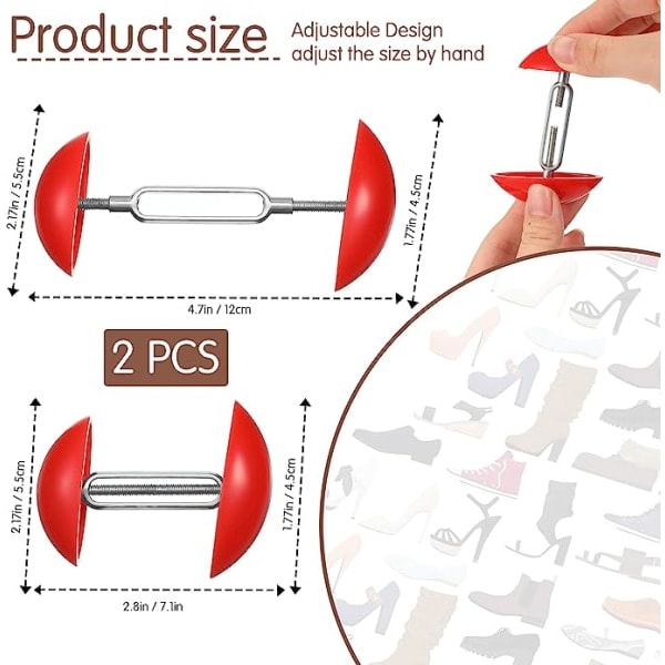 2 stycken justerbara skosträckare - Mini skoform för män och kvinnor - Skobreddare och stöd