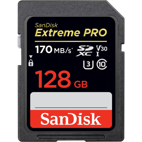 128 GB SanDisk Extreme Pro SDXC Class 10 UHS-I U3 V30 A2 200/90M