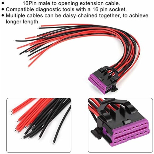 OBD2-honreparationssats, 16-stifts OBD-II-diagnostikkabeladapter, OBD-anslutningskabel för förlängning och diagnostisk användning