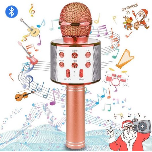 Karaokemikrofon för barn, trådlös bärbar Bluetooth mikrofon, USB laddning, perfekt för familjefester och sång