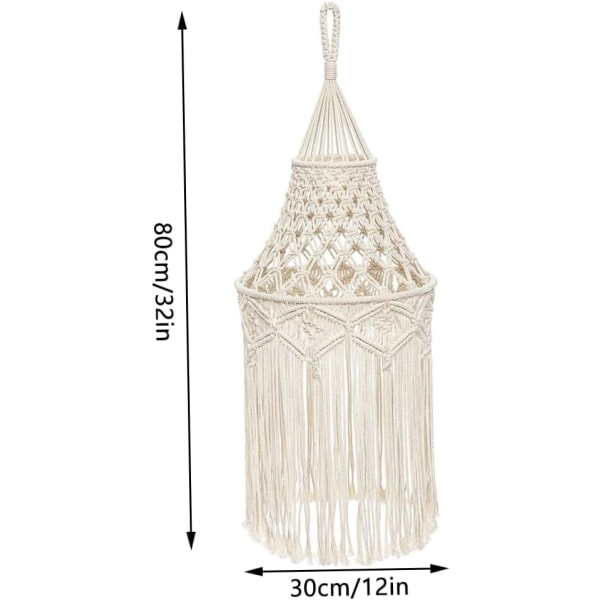 Handgjord Macrame Lampskärm - Vävd Stickad Tassel Hängande Lampskärmsöverdrag - Vacker Trädgårdsdekoration