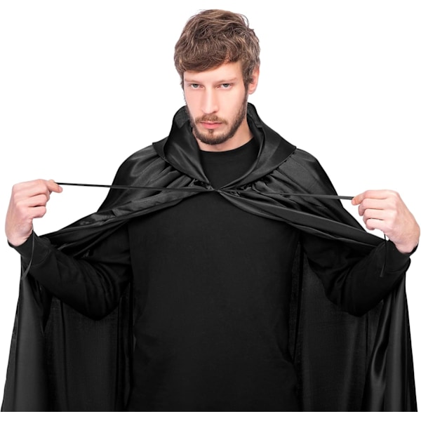 Myir Unisex Cape med huva, Halloween-cape för vuxna, cosplay, vampyrkostym, Halloween-kostym (svart, L) Svart l