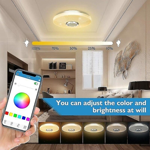 36W LED-taklampa med Bluetooth-högtalare, smart med app-fjärrkontroll