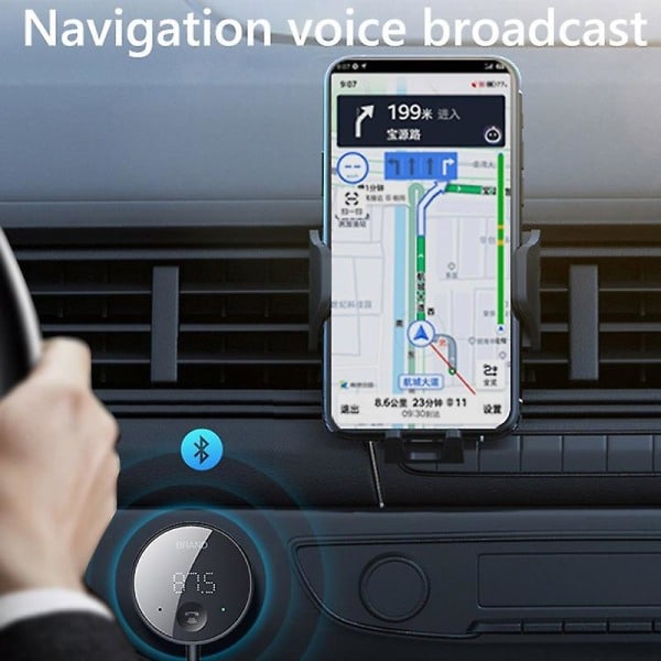 Bluetooth 5.0 Bil FM-sändare - LED-displayadapter med trådlös ljudmottagare, TF-kortmusikspelare