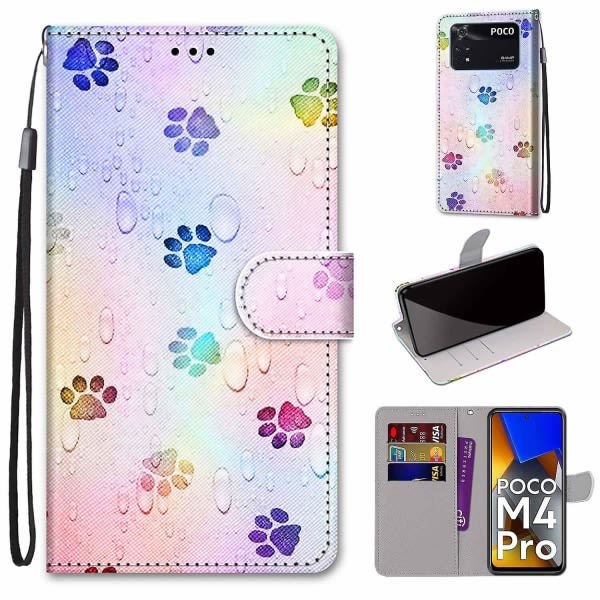 Case för Xiaomi Poco M4 Pro 4g Cover Magnetic Slots Creative Cat Paw Pattern Case Coque