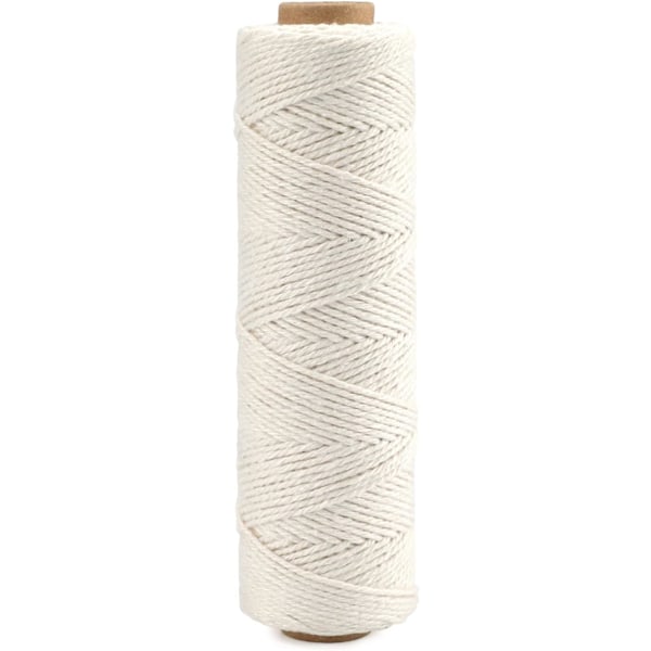 100M Beige Bomullsgåva Snöre Garn - 1MM 3-Ply Slaktarfärg Förpackningstråd för DIY Hantverk, Hantverk, Dekorationer