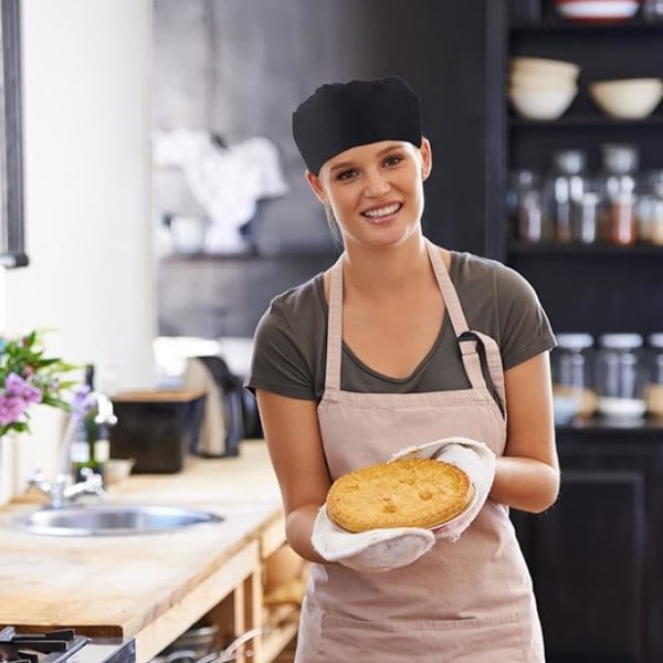 Unisex kockmössa - Justerbar svart matserveringsmössa - Bekväm och professionell kockmössa