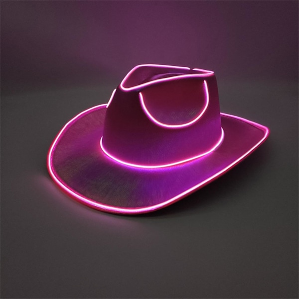 Batteridriven Cowboyhatt, Ljus Upp Fest Hatt | Bulk Luminous Cowboyhattar LED Glow In The Dark Hatt Western Disco Rose Kostymfest Rekvisita