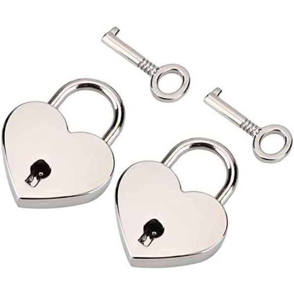 2 små hjärtformade metallhänglås Mini kärlekslås Hjärtlås