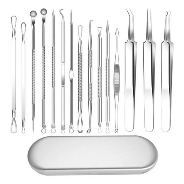 Blackhead Remover Pimple Needle Set, Curved Acne Nål Tool, Professionell kvalitet för klar hud