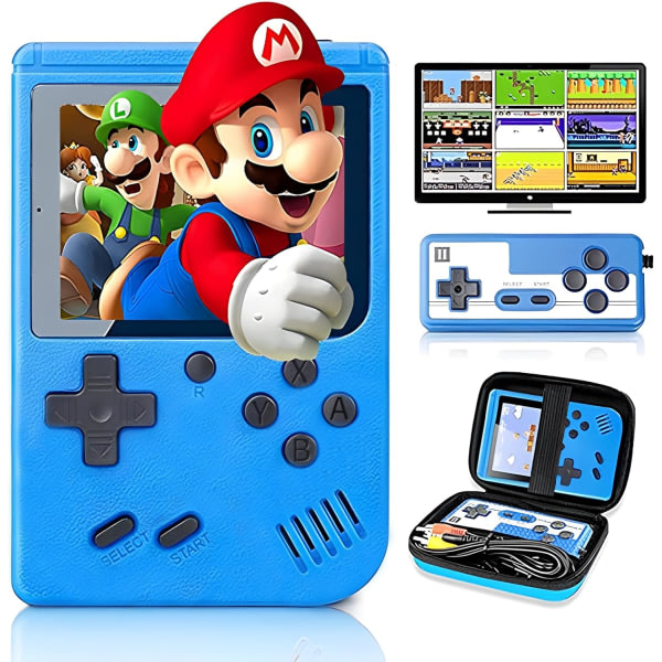 Retro handhållen spelkonsol med 400 klassiska FC-spel - 3,0 tums bärbara videospelskonsoler (blå)