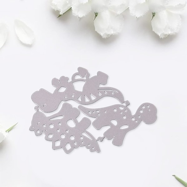 Silver Dinosaur Metal Die Cuts, Carbon Steel Animal Cutting Dies för hantverk, Scrapbooking, DIY-korttillverkning, Stencilmallar