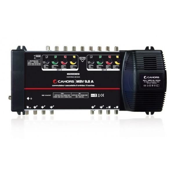 Multiswitch - CAHORS - MSV 9.8 A - 9 indgange / 8 udgange - Kompatibel med LNB QUADS - Teleforsyning 12V/100mA