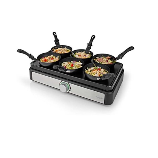 Party Wok Set - NEDIS - FCRA310FBK6 - Aluminium - Svart - 6 personer Svart