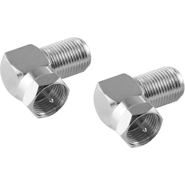2X vinklad satellit-TV-adapter (90 graders vinklad satellit-antennadapter) (koaxial F-koppling till F-kontakt) för e.672 antennkabel